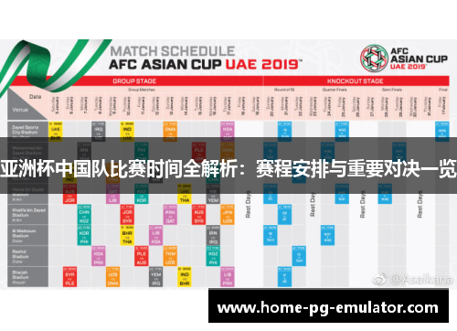 亚洲杯中国队比赛时间全解析：赛程安排与重要对决一览